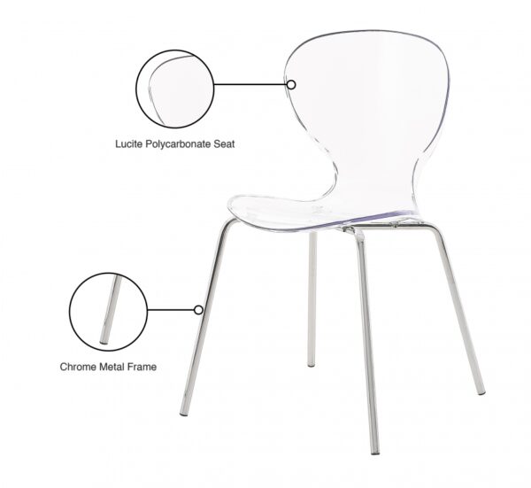Clarion Lucite Seat And Metal Base Dining Chair