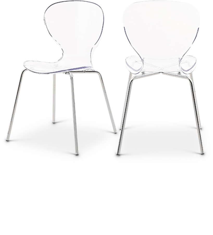 Clarion Lucite Seat And Metal Base Dining Chair