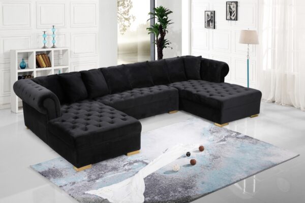 Presley 134" Velvet Upholstered 3pc. Sectional
