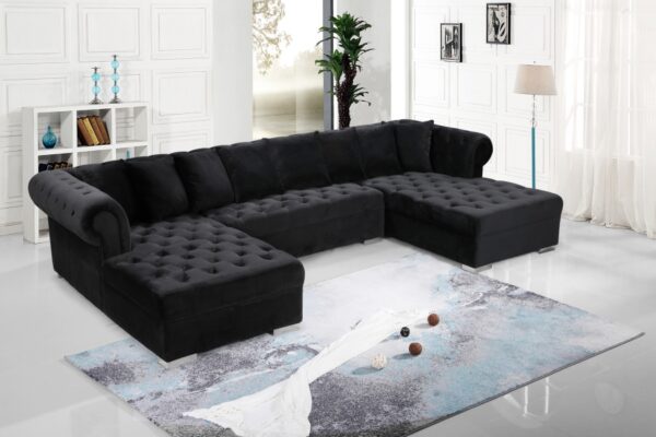 Presley 134" Velvet Upholstered 3pc. Sectional