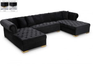 Presley 134" Velvet Upholstered 3pc. Sectional