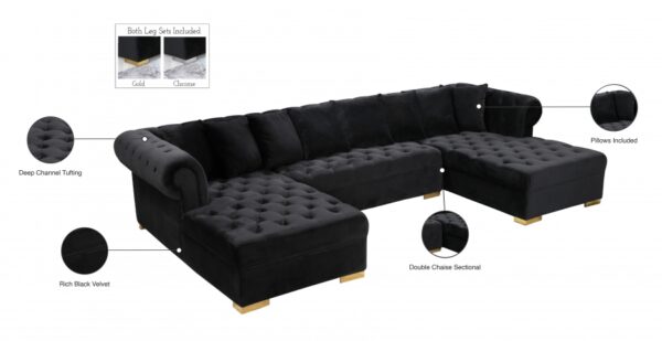Presley 134" Velvet Upholstered 3pc. Sectional