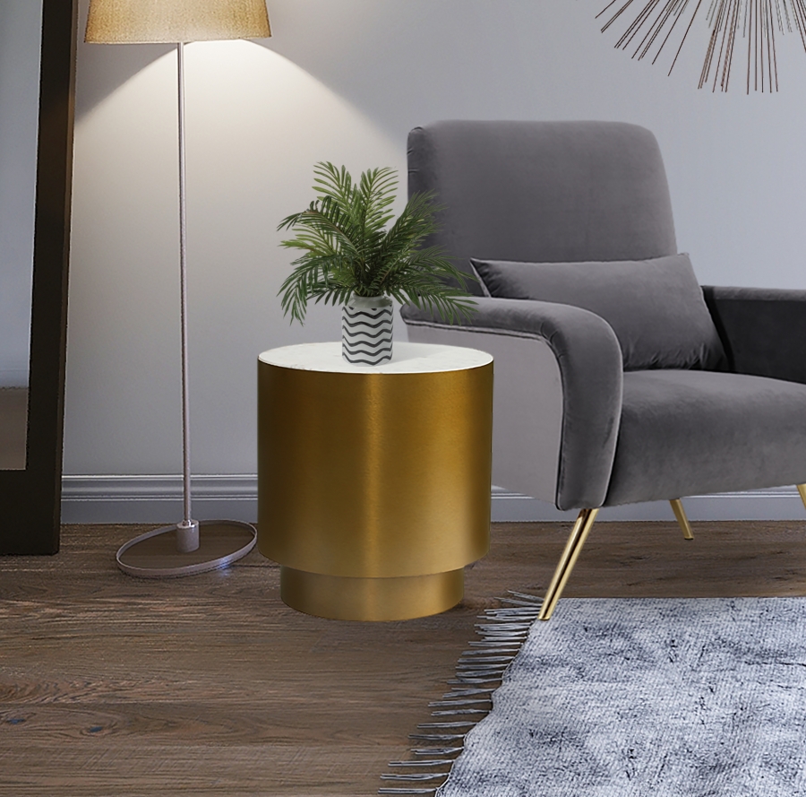 Presley Marble Top And Metal Base End / Side Table