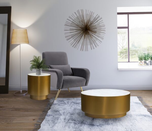Presley Marble Top And Metal Base End / Side Table