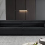 Cascade 118" Velvet Upholstered Fabric Upholstered Sofa