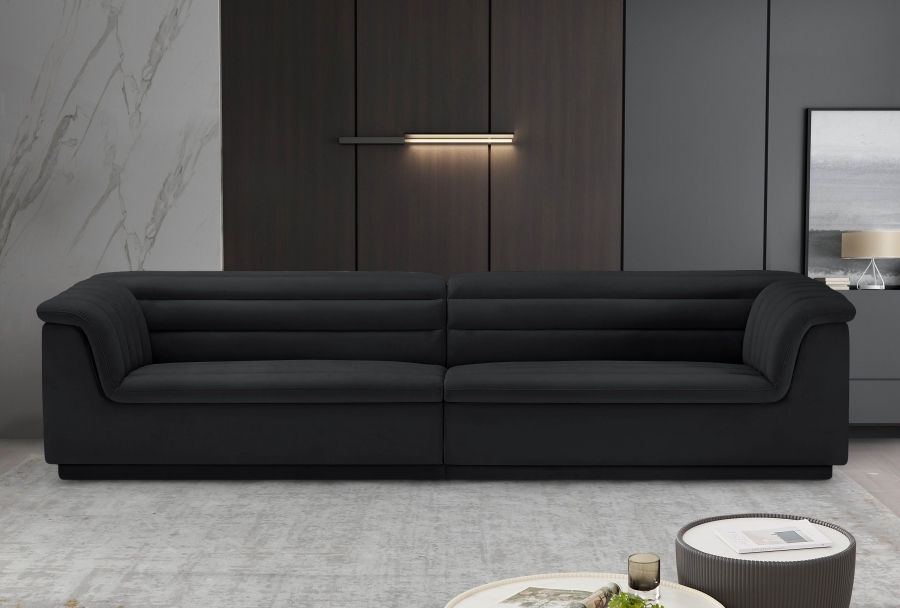 Cascade 118" Velvet Upholstered Fabric Upholstered Sofa
