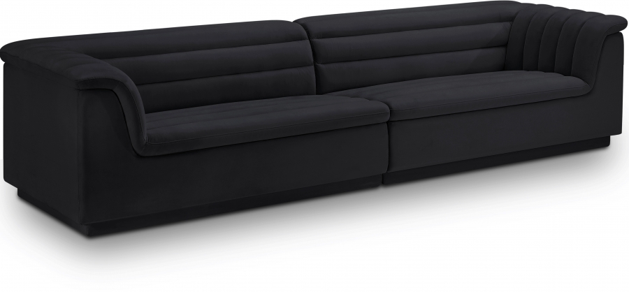Cascade 118" Velvet Upholstered Fabric Upholstered Sofa