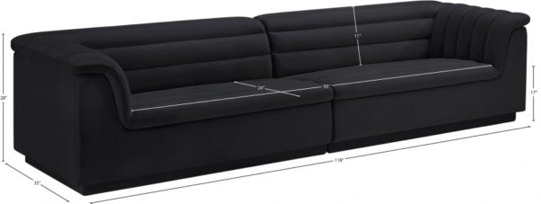 Cascade 118" Velvet Upholstered Fabric Upholstered Sofa