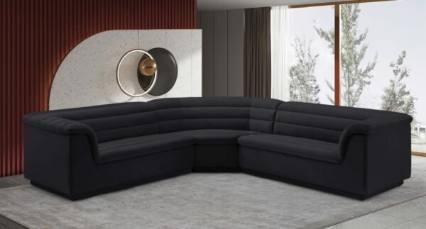 Cascade 148" Velvet Upholstered Fabric Upholstered Sectional
