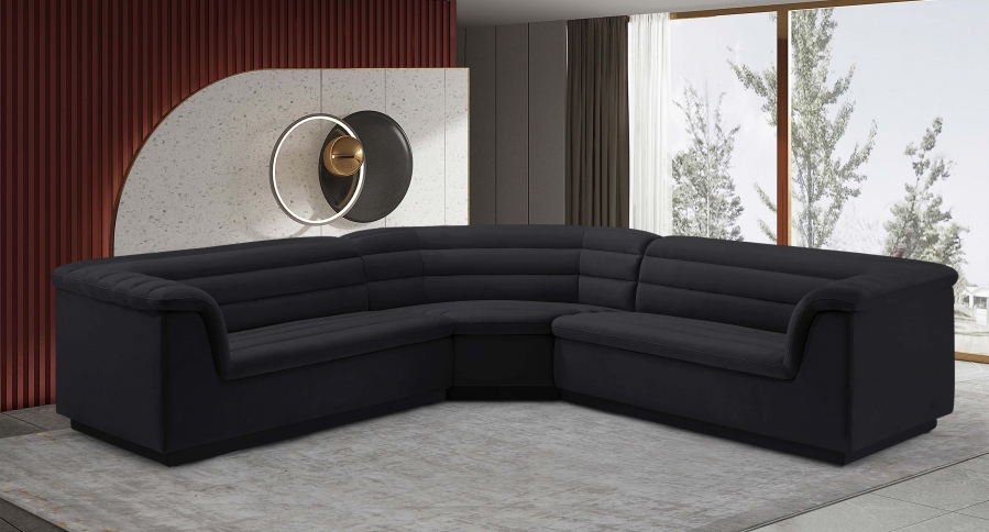 Cascade 148" Velvet Upholstered Fabric Upholstered Sectional