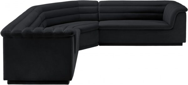 Cascade 148" Velvet Upholstered Fabric Upholstered Sectional