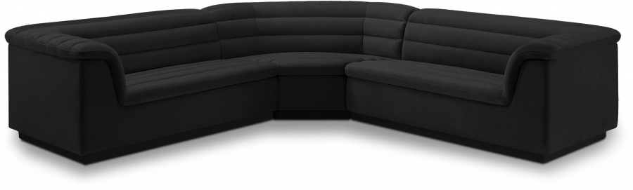 Cascade 148" Velvet Upholstered Fabric Upholstered Sectional