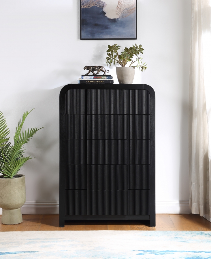 Fluted Solid Wood And Oak Veneer Chest