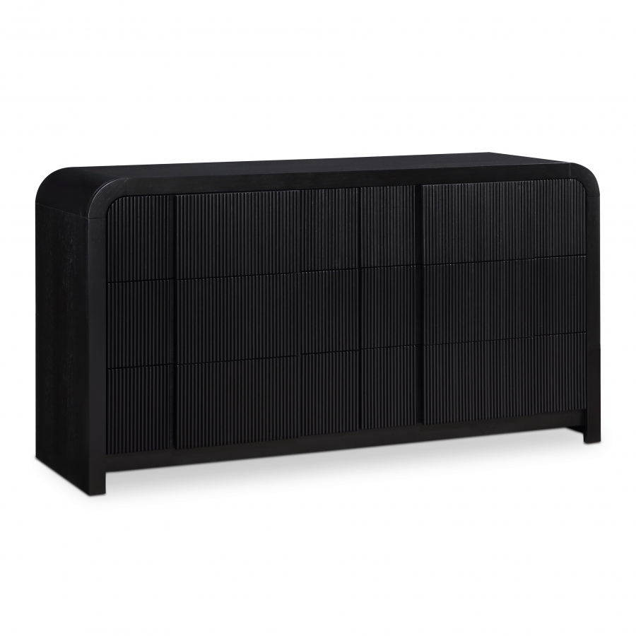 Fluted Solid Wood And Oak Veneer Dresser