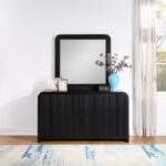 Fluted Solid Wood And Oak Veneer Mirror