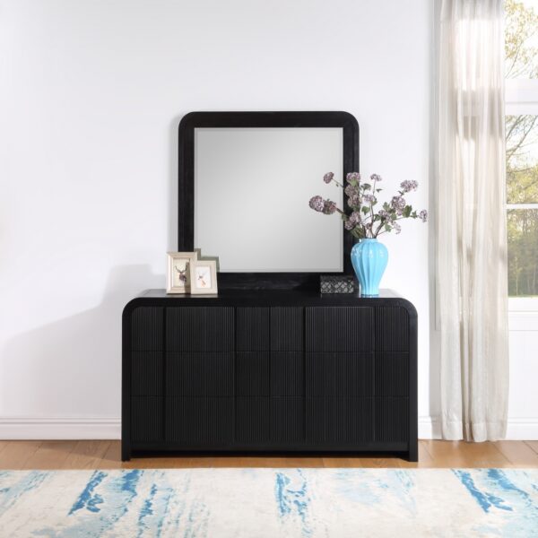 Fluted Solid Wood And Oak Veneer Mirror