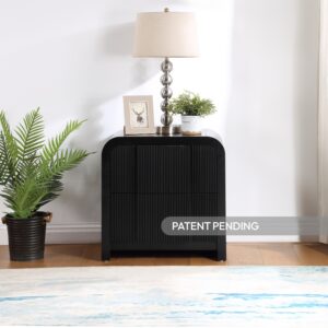 Fluted Solid Wood And Oak Veneer Nightstand