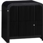 Fluted Solid Wood And Oak Veneer Nightstand