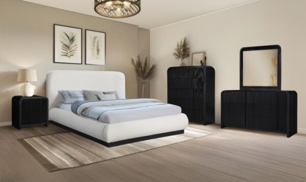 Fluted Solid Wood And Oak Veneer Nightstand