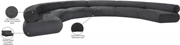 Bale 202" Chenille Fabric Upholstered 6 pc. Modular Sectional