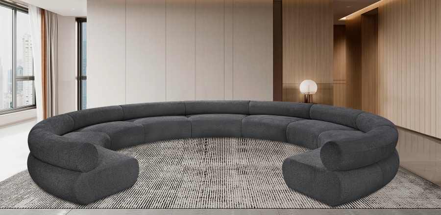 Bale 202" Chenille Fabric Upholstered 9 pc. Modular Sectional