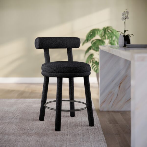 Parlor Boucle Fabric Upholstered Bar / Counter Stool