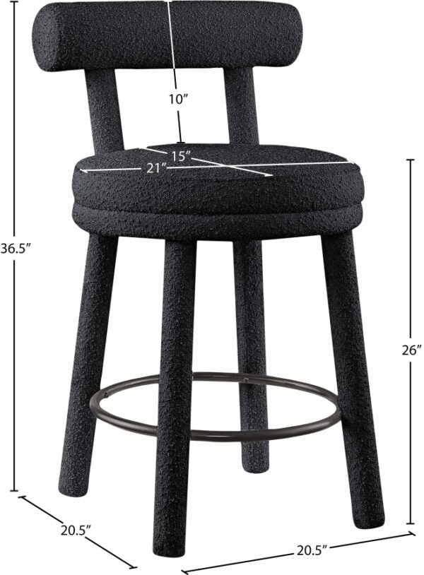 Parlor Boucle Fabric Upholstered Bar / Counter Stool