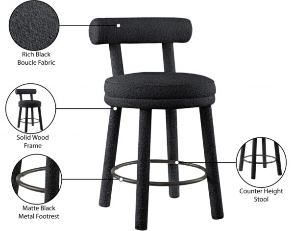 Parlor Boucle Fabric Upholstered Bar / Counter Stool