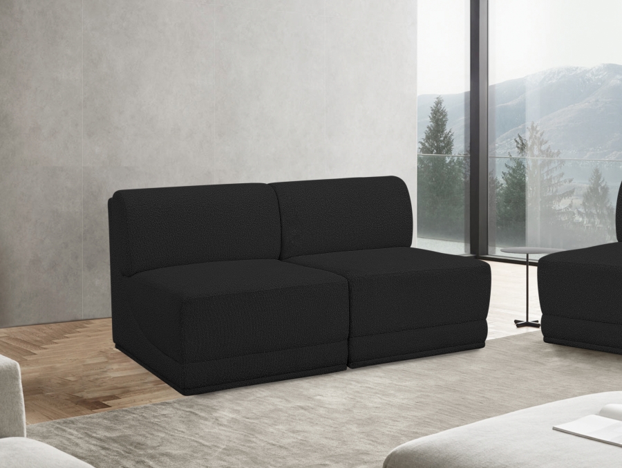 Ollie 60" Boucle Fabric Upholstered 2pc. Armless Modular Loveseat