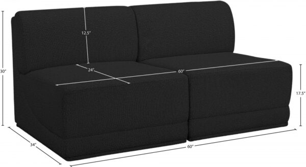 Ollie 60" Boucle Fabric Upholstered 2pc. Armless Modular Loveseat