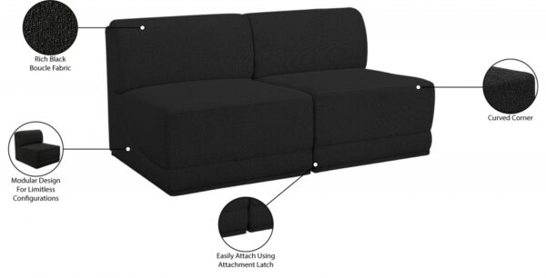 Ollie 60" Boucle Fabric Upholstered 2pc. Armless Modular Loveseat