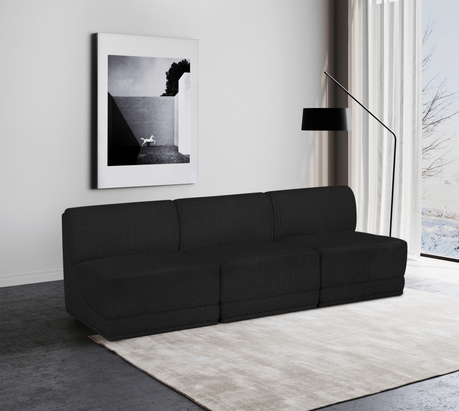 Ollie 90" Boucle Fabric Upholstered 3pc. Armless Modular Sofa