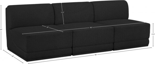 Ollie 90" Boucle Fabric Upholstered 3pc. Armless Modular Sofa
