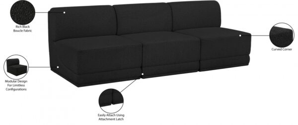 Ollie 90" Boucle Fabric Upholstered 3pc. Armless Modular Sofa