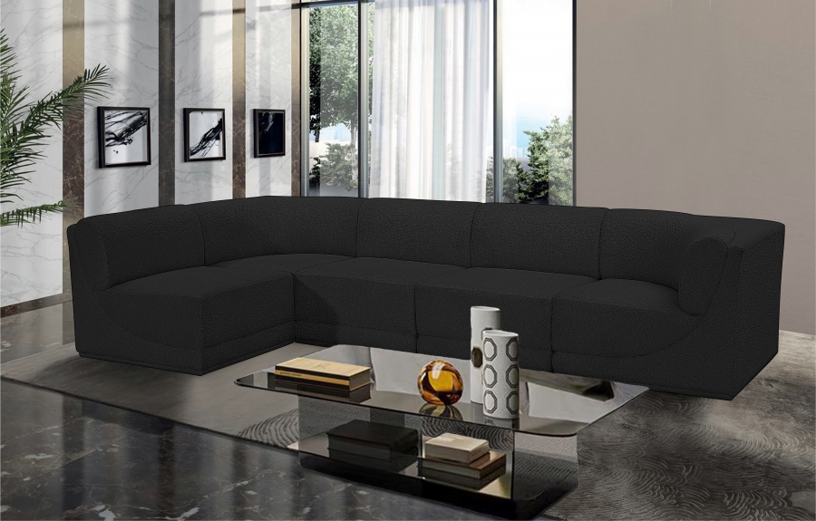 Ollie 128" Boucle Fabric Upholstered 5pc. Modular Sectional