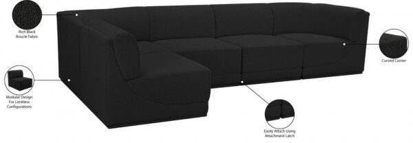 Ollie 128" Boucle Fabric Upholstered 5pc. Modular Sectional