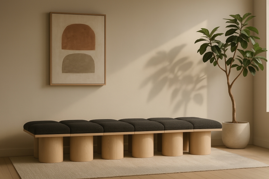 Pavilion Boucle Fabric Upholstered 12pc. Modular Bench