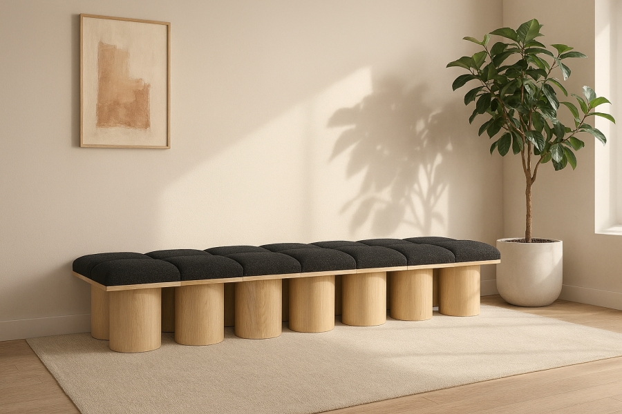 Pavilion Boucle Fabric Upholstered 14pc. Modular Bench