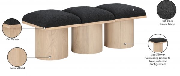 Pavilion Boucle Fabric Upholstered 3pc. Modular Bench