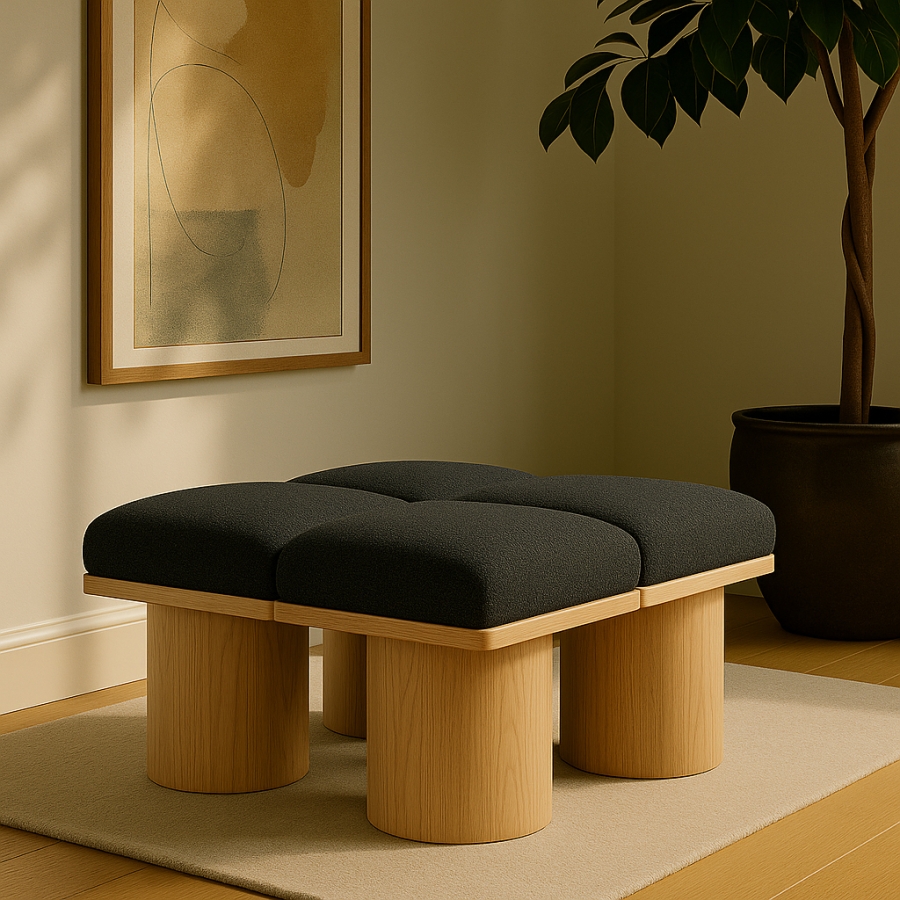 Pavilion Boucle Fabric Upholstered 4pc. Modular Bench