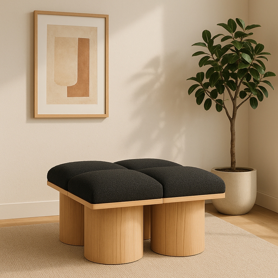 Pavilion Boucle Fabric Upholstered 4pc. Modular Bench