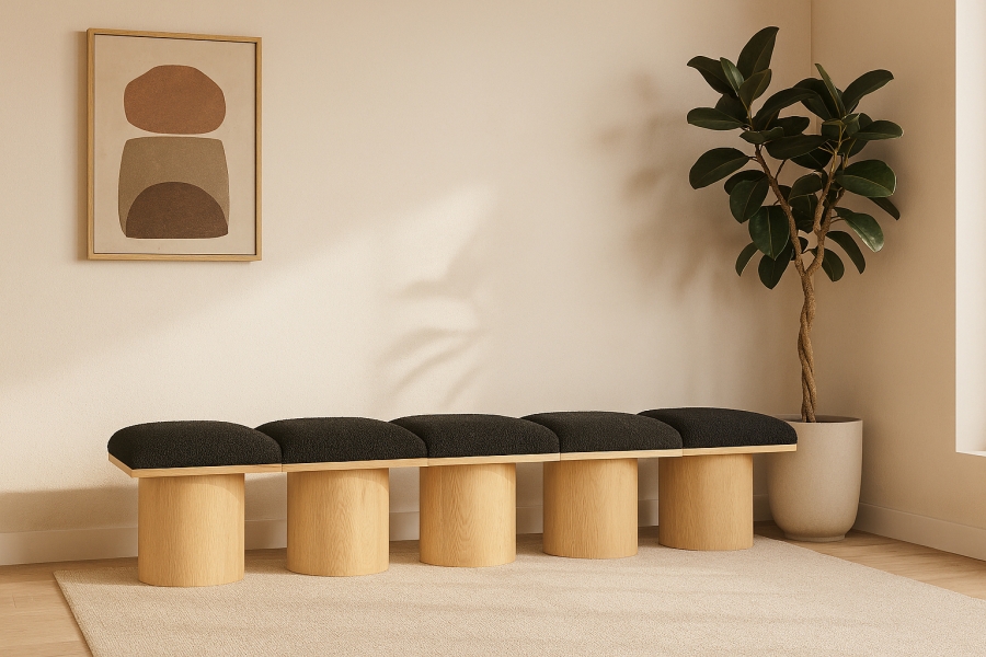 Pavilion Boucle Fabric Upholstered 5pc. Modular Bench