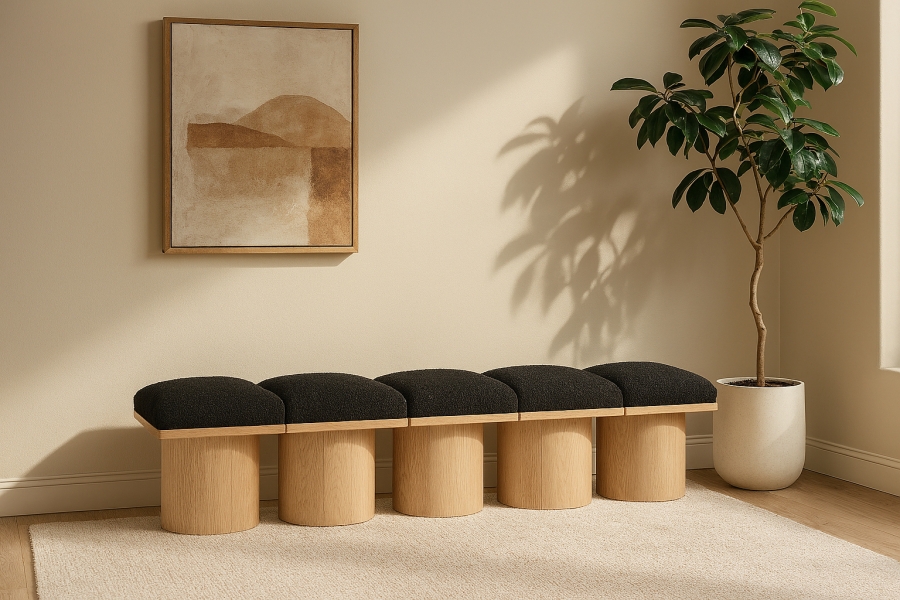 Pavilion Boucle Fabric Upholstered 5pc. Modular Bench