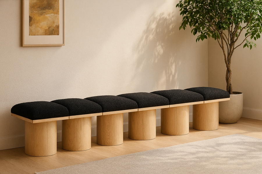 Pavilion Boucle Fabric Upholstered 6pc. Modular Bench