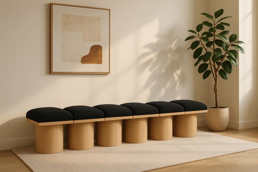 Pavilion Boucle Fabric Upholstered 6pc. Modular Bench