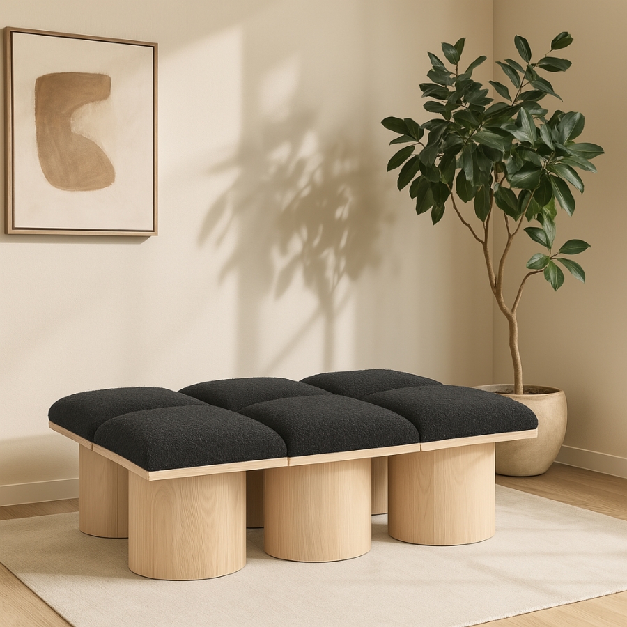 Pavilion Boucle Fabric Upholstered 6pc. Modular Bench