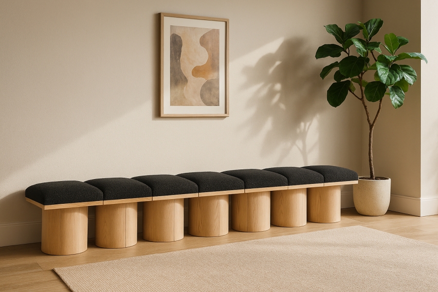 Pavilion Boucle Fabric Upholstered 7pc. Modular Bench