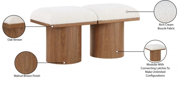 Pavilion Boucle Fabric Upholstered 2pc. Modular Bench