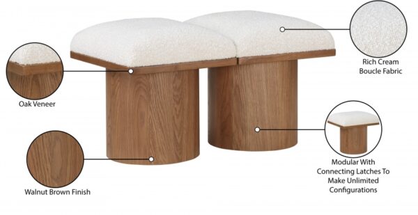 Pavilion Boucle Fabric Upholstered 2pc. Modular Bench