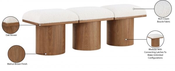 Pavilion Boucle Fabric Upholstered 3pc. Modular Bench